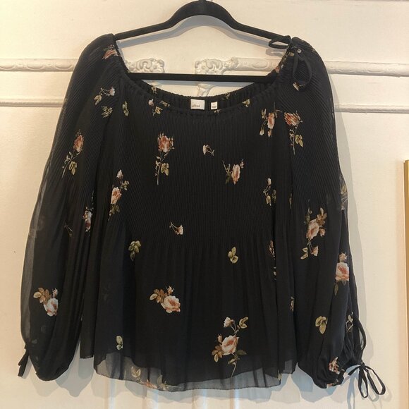 Aritzia Wilfred off the shoulder Talence floral blouse size L - Picture 2 of 10